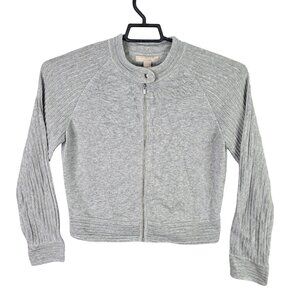 Womens Banana Republic Gray Full Zip Moto Bomber Jacket Cotton Blend Size XL